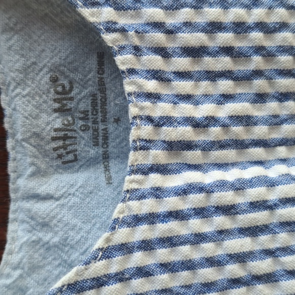 Little Me size 9 months boys blue gingham Dino pals romper w snap bottom - Picture 2 of 4